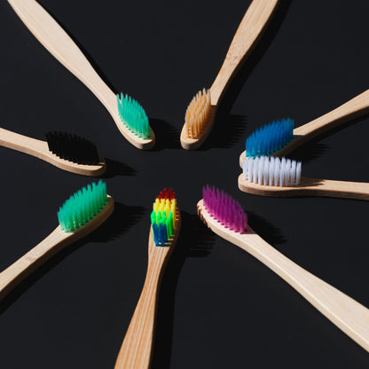 Lot de 10 brosses à dents en bambou, enfants ou adultes