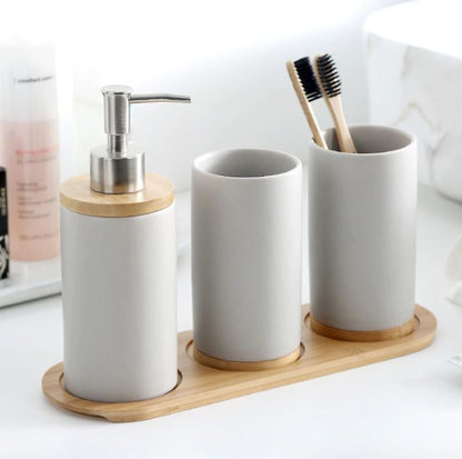 Trio d'accessoires de salle de bain, céramique